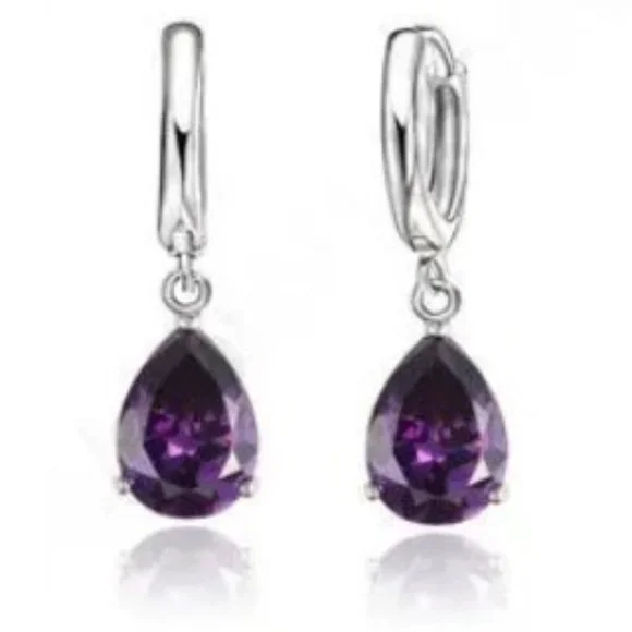 ❤️ Earrings Chain Necklace Elegant Set Bundle Square 925 Sterling Silver Gift - Picture 4 of 4